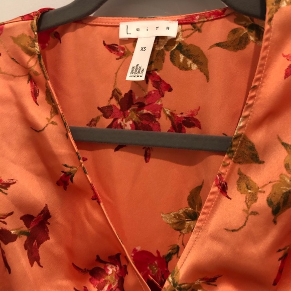 Silky peach/rust colored button up blouse - Picture 3 of 4